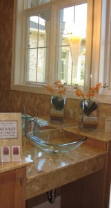 The powder room.