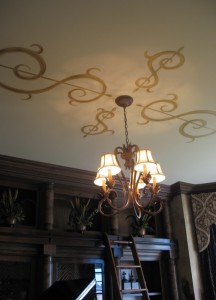 Close-up of the ceiling in the music room.