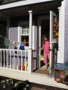 This playhouse behind one of the homes in Columbia Tusculum was decorated for Fall with a wreath on the door and pumpkins on the front porch. Lily loved it!