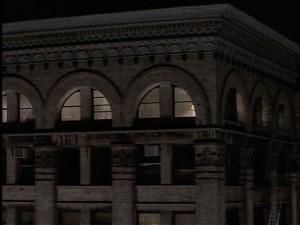 Luke's loft windows at the top of his apartment building.