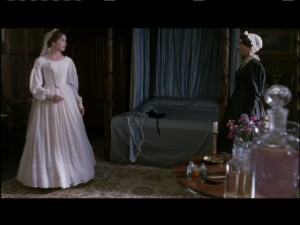 Jane getting ready for the wedding in her room.