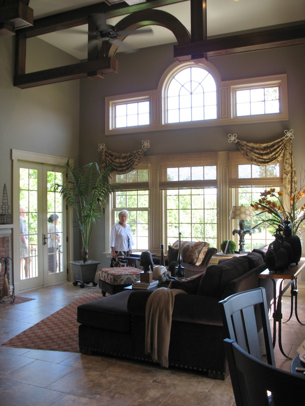 Looking into the family room from the kitchen.