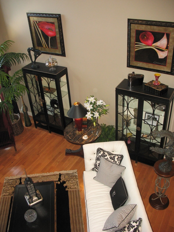 View of the family room from the upstairs landing.