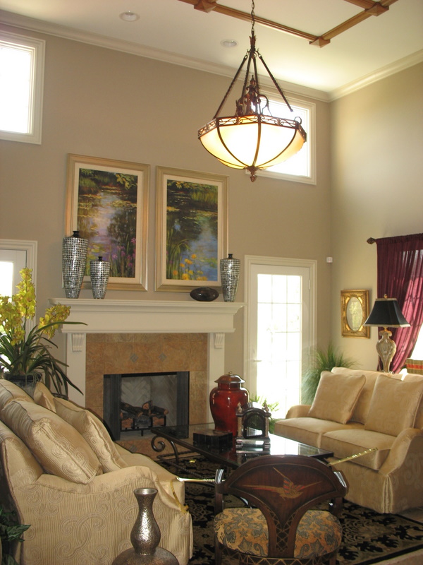 Two-story family room.