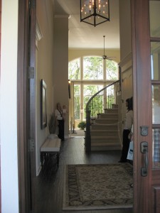 Entering the home.
