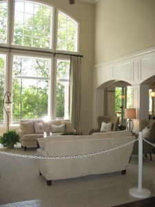 Two-story family room.