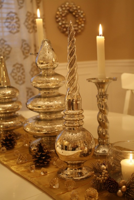 dining room-mercury glass and wreath