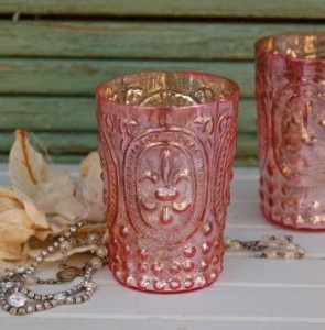 Heather Bullard-pink fleur de lis votives