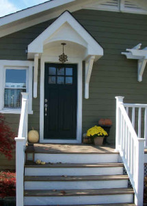front door of Londen's Craftsman style cottage