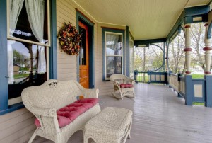 Victorian front porch wicker