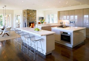 modern kitchen with stone fireplace-psdab