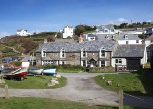 long view of stone cottage