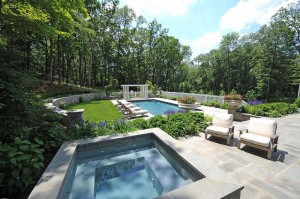 landscaped backyard with pool