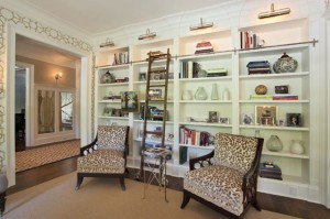 library with built in bookshelves