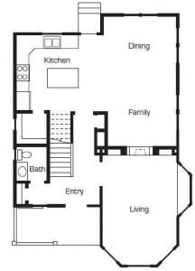 Up house floor plan by Bangerter Blders-first floor