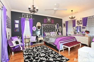 black and purple bedroom
