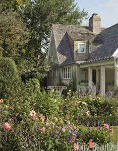 back of bee cottage with wild flower garden