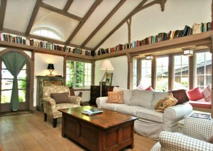 cottage family room arched door