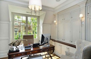 white paneled study