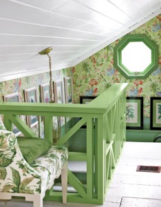 green railing upstairs landing