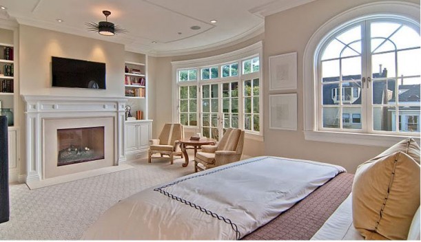 master bedroom with fireplace