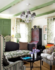 modern English style living room in schoolhouse