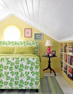 yellow and green bedroom
