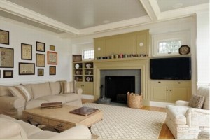 Replica of Grey Gardens house in Cape Cod-green fireplace 2
