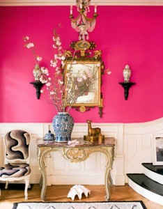 hot pink foyer House Beautiful