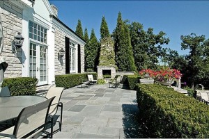 back patio and fireplace