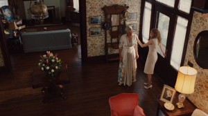 looking down at Skeeter's entry hall