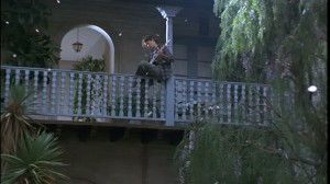 playing guitar on the balcony