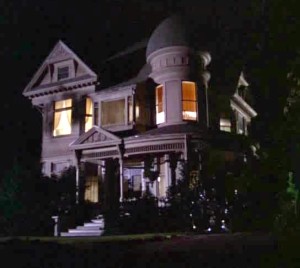 Yours Mine and Ours house at night
