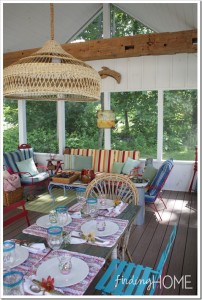 Finding Home-Laura's colorful vintage screened porch