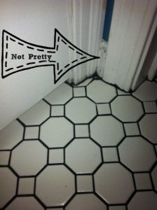black grout stains white woodwork