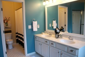 master bath after makeover shower curtain