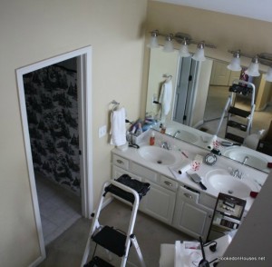 overhead view of master bath before tile