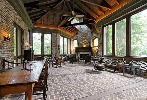giant screened porch brick floor Nashville house