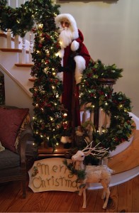 Santa at the base of the stairs