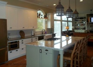 Missi's kitchen after reno lantern pendants