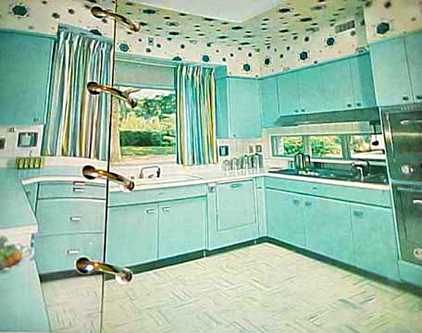 Retro Rooms The 1950s Kitchen Hooked On Houses   Aqua 50s Kitchen In BHG Book 1956 