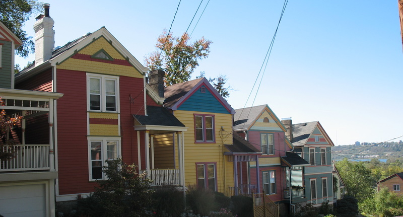 row of painted houses