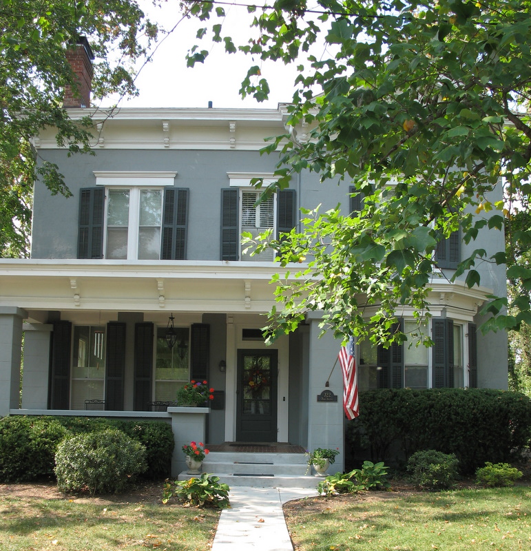 gray house with shutters