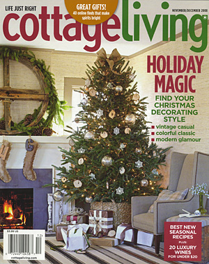 cover of Cottage Living magazine 2008 edition with Christmas tree