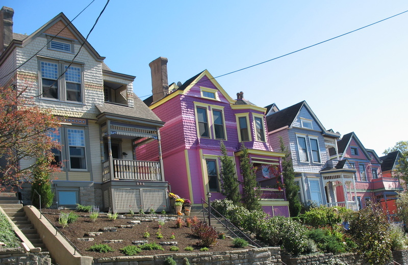 row of painted houses