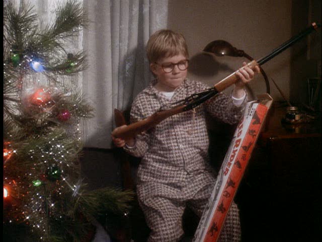 Ralphie opening his Red Ryder b-b gun