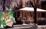exterior of Ralphie's house from A Christmas Story with movie poster inset