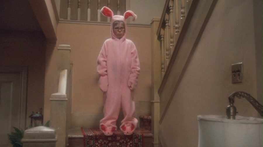 Ralphie in his pink bunny suit A Christmas Story