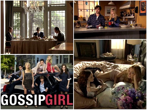 collage of photos from Gossip Girl TV show and cast photo inset