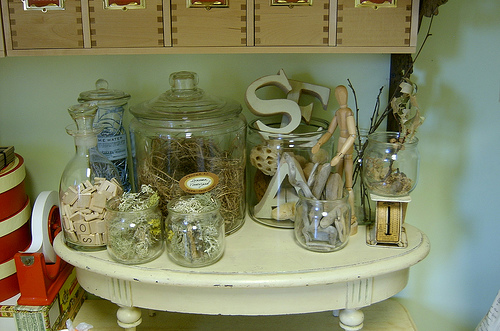 jars filled with crafting supplies